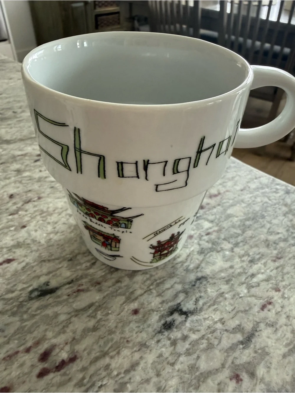 Stackable City Mugs Set - White with Multicolor City Names